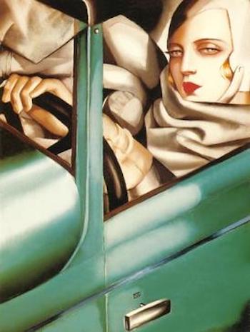 Autoportrait (Self-Portrait in a Green Bugatti): 1928 Painting by Tamara de Lempicka