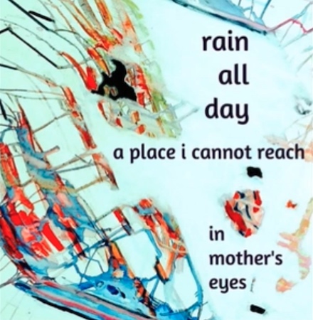 (rain all day) haiga: Poem by Roberta Beary; Painting by Kevin Beary